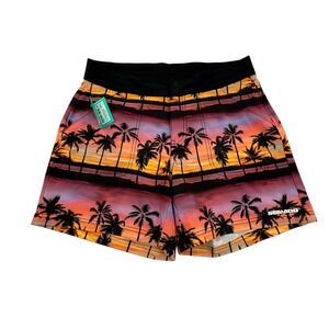 Sea-Doo Board Shorts Womens Medium Multicolor Sunset Palm Tree Graphic 6" New
